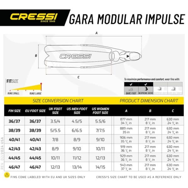 Cressi Gara Modular Impulse Turbo Fins (blue) - Image 5