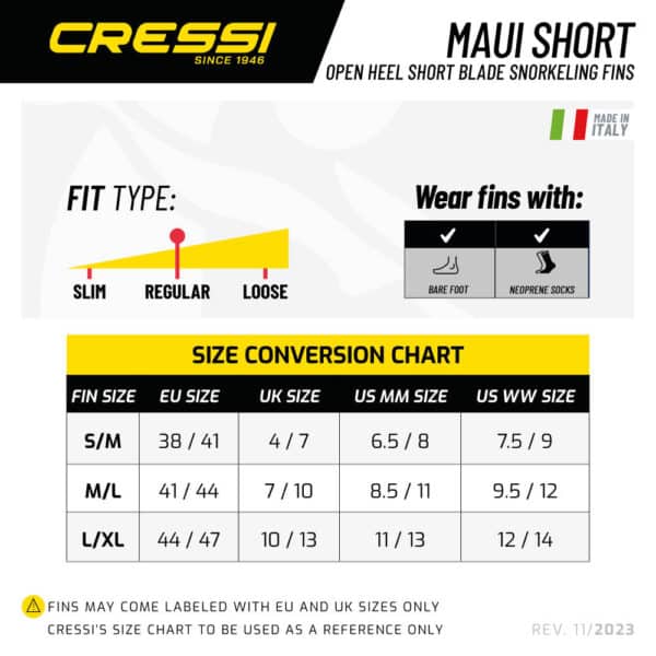 Cressi Maui Short Fins (black/blue) - Image 7
