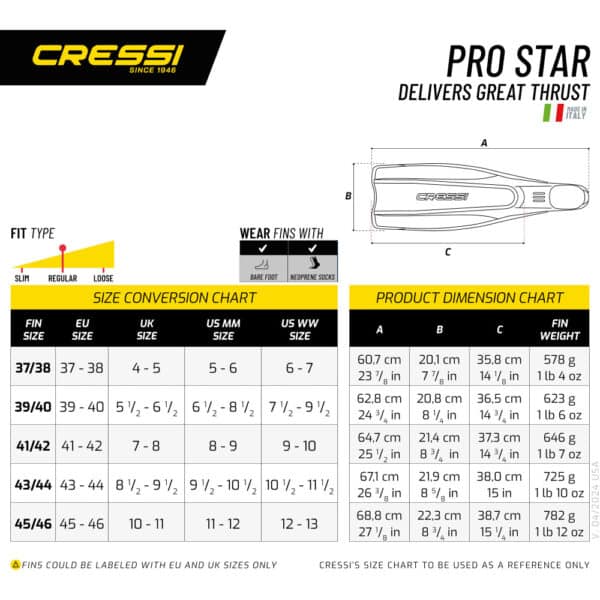 Cressi Pro Star Fins (yellow) - Image 5