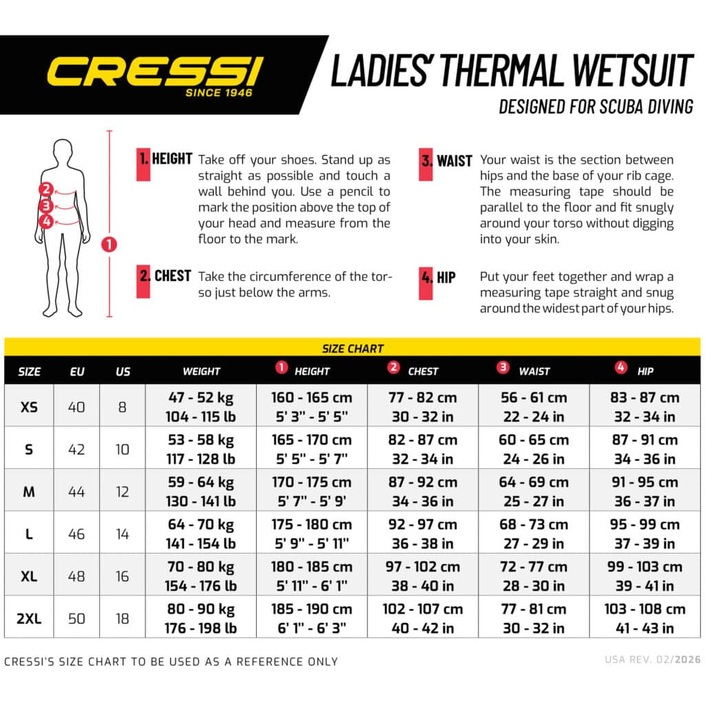 Cressi Wetsuit Buyer'S Guide: Picking The Right Thickness For Florida Keys Diving 5 womens wetsuit size guide chart