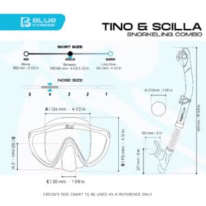 Cressi Tino & Scilla Mask & Snorkel Set - Clear/Ice Cyan