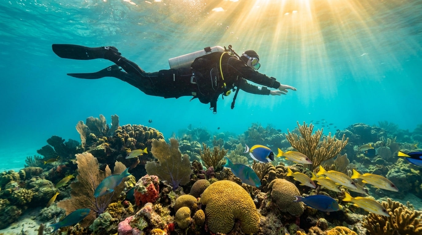Florida Keys Scuba Diving In December: Complete Guide For 2026 1 Scuba diver exploring a Florida Keys reef in December