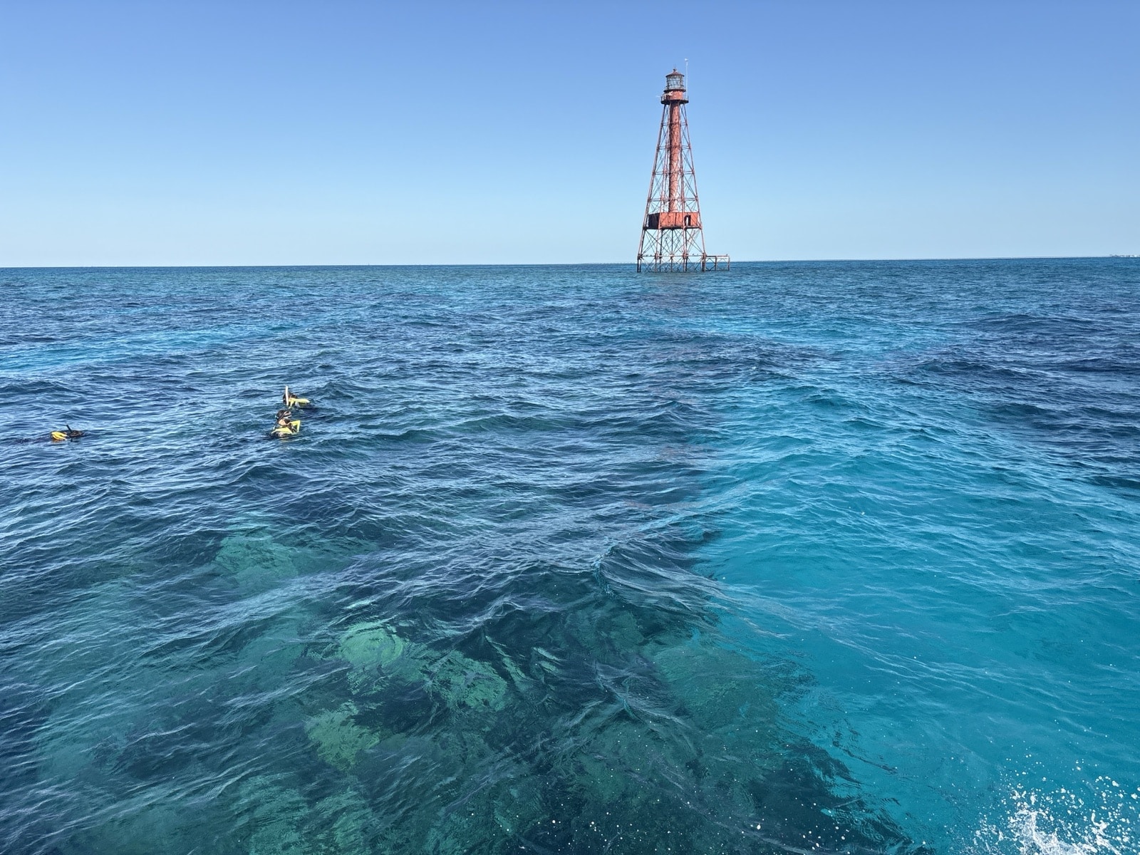 Diving &Amp; Snorkeling At Sombrero Reef In Marathon Fl 2 Snorkelers near the Sombrero Key Lighthouse at Sombrero Reef off Marathon in the Florida Keys
